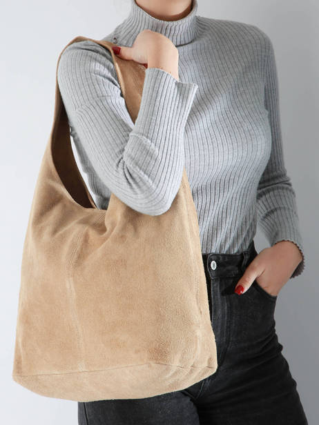 Shoulder Bag Velvet Leather Milano Beige velvet VE24062B other view 2