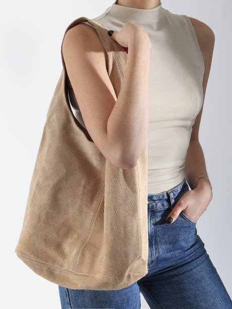 Shoulder Bag Velvet Leather Milano Beige velvet VE24062B other view 1