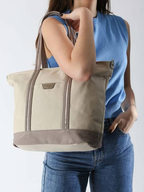 A4 Size Shoulder Bag Kaya Canvas Hexagona Beige kaya 5920056 other view 1