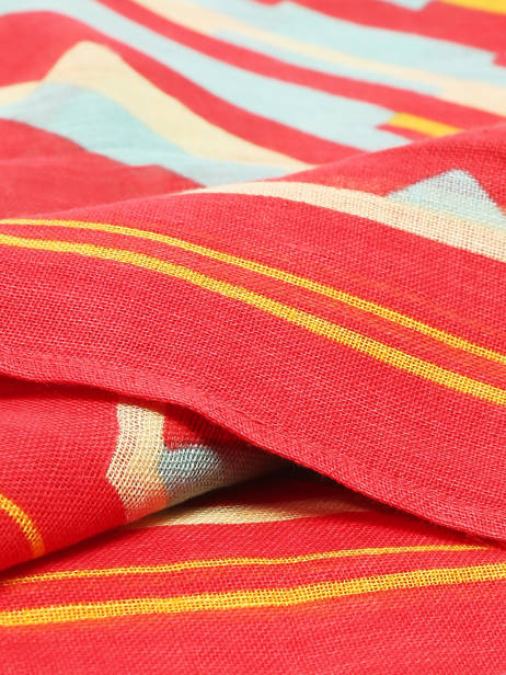 Linen Scarf Red Stripes 100x100cm Biba Red accessoires RI257A other view 1
