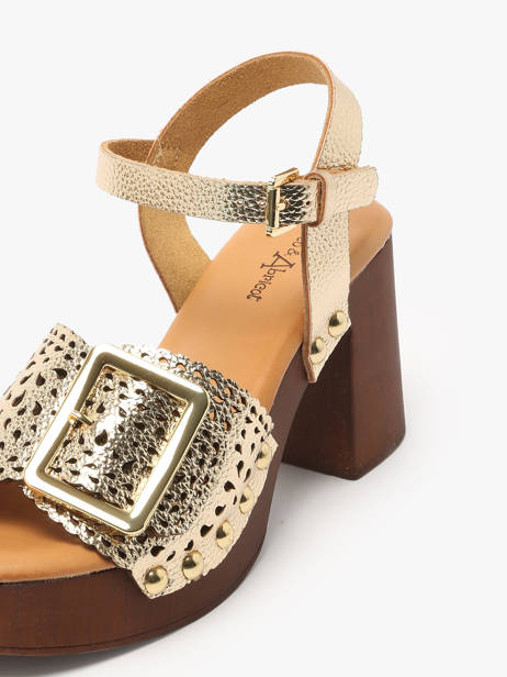 Sandales à Talon Sagonne En Cuir Coco abricot Or women V3123D vue secondaire 2