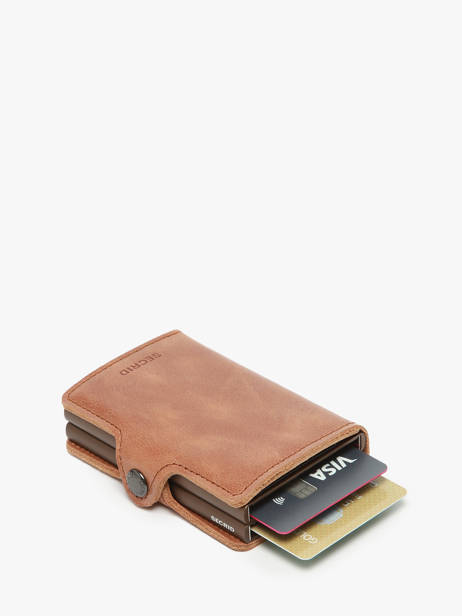 Leather Twin Card Holder 2 Compartments Secrid Brown vintage TV other view 1