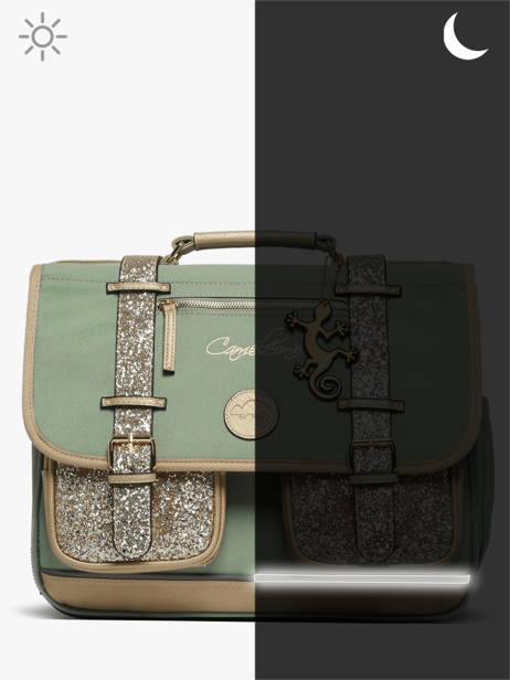 Cartable Enfant 2 Compartiments Cameleon Vert vintage fantasy CA35 vue secondaire 8