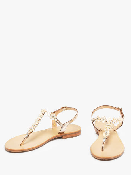 Flip Flops In Leather Les tropeziennes Gold women HOFLEUR other view 2