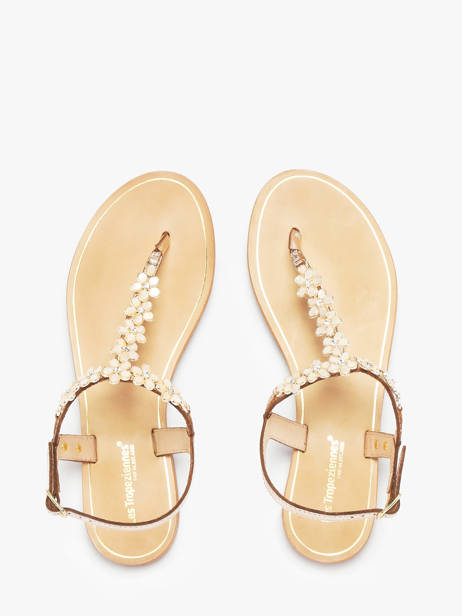 Flip Flops In Leather Les tropeziennes Gold women HOFLEUR other view 3