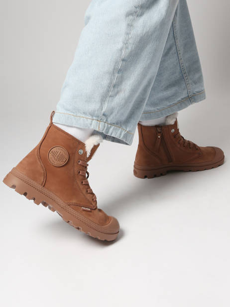 Bottines En Cuir Palladium Marron women 95982291 vue secondaire 1