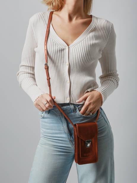 Leather Phone Bag Ginger Paul marius Brown ginger TELEPGIN other view 1