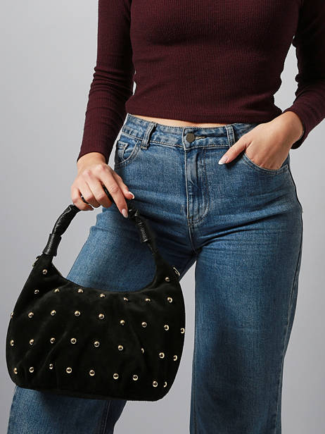 Shoulder Bag Velvet Studs Milano Black velvet studs VS25094 other view 1