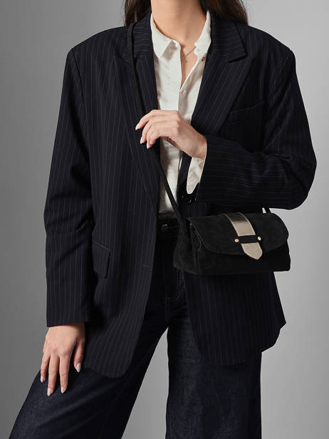 Shoulder Bag S Agnes Suede Leather Etrier Black agnes EAGV205S other view 2